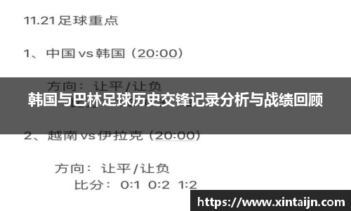 韩国与巴林足球历史交锋记录分析与战绩回顾